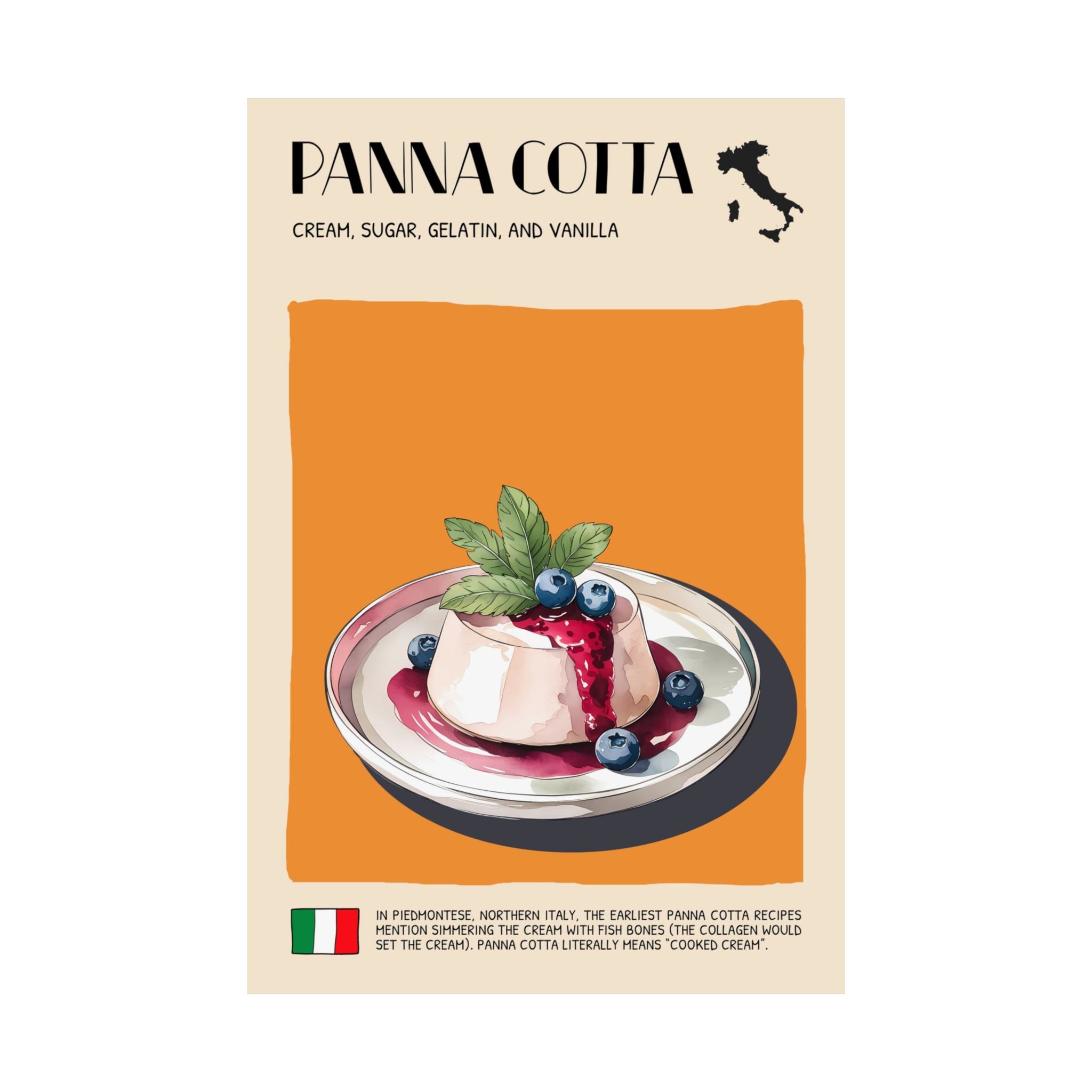 Panna Cotta Poster —  Kitchen Art Vertical Matte Print