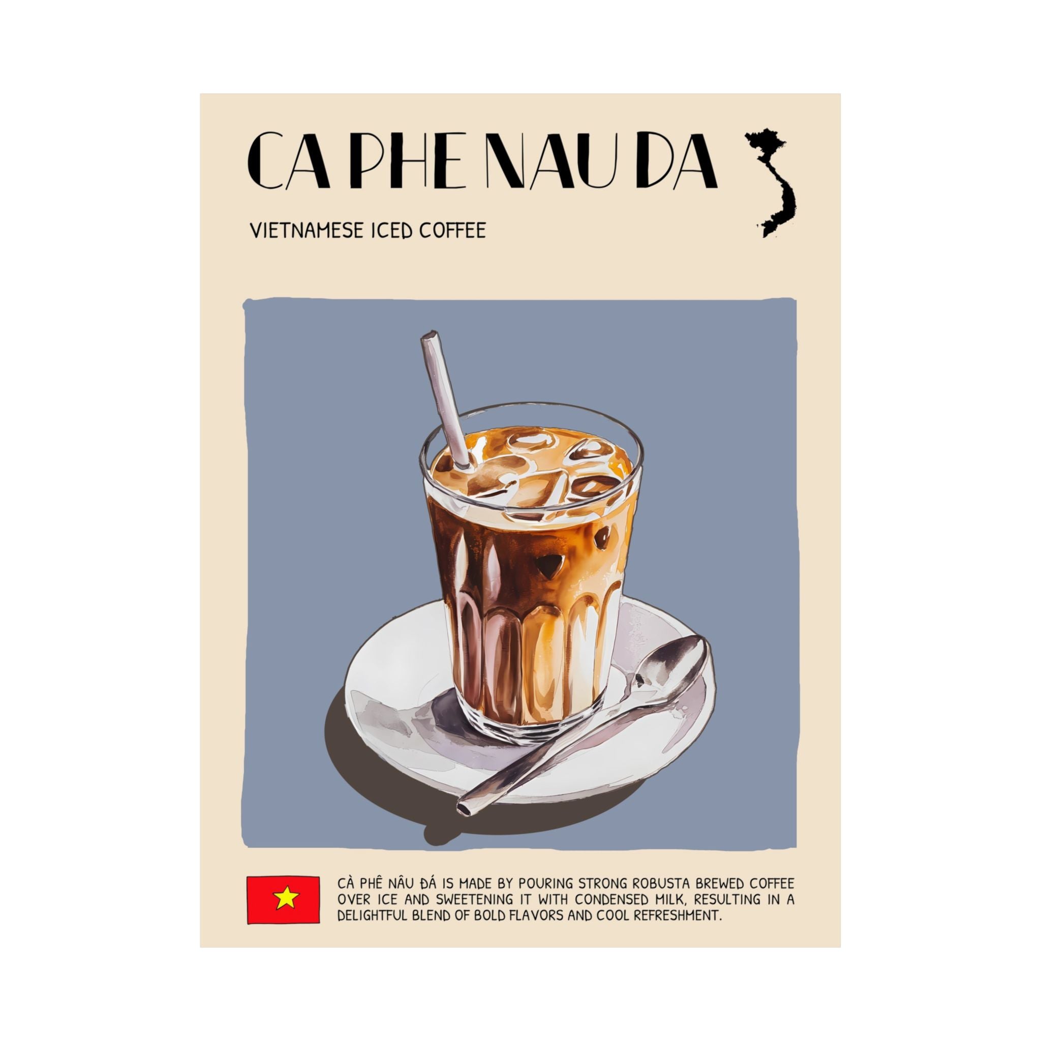 Ca Phe Nau Da Matte Poster — Vietnamese Food Kitchen Art