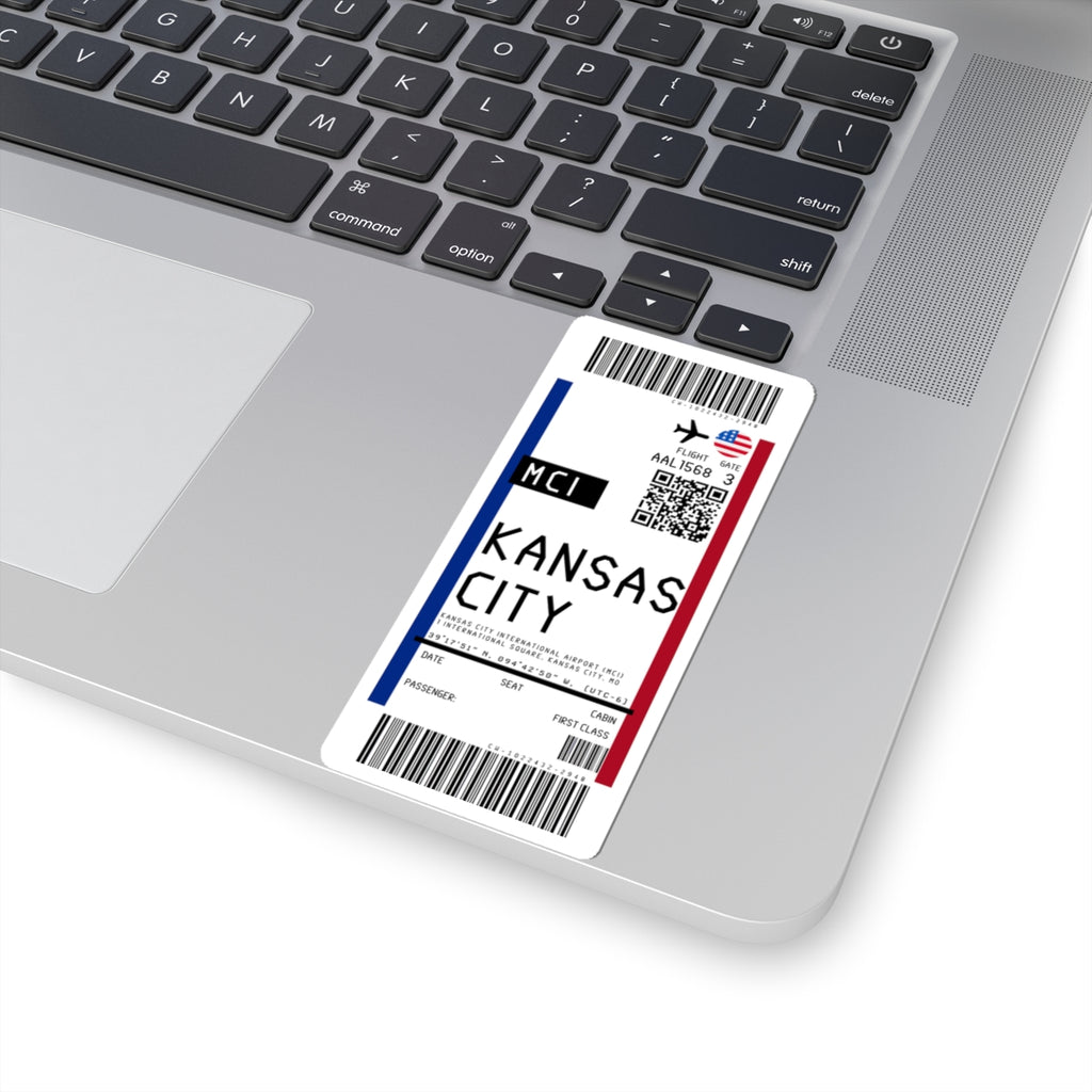 Kansas City International Airport (MCI) Boarding Pass Sticker — Travel Luggage Decal