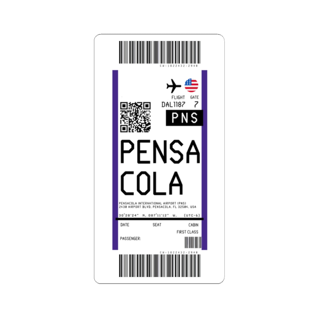 Pensacola International Airport (PNS) Boarding Pass Sticker — Travel Luggage Decal