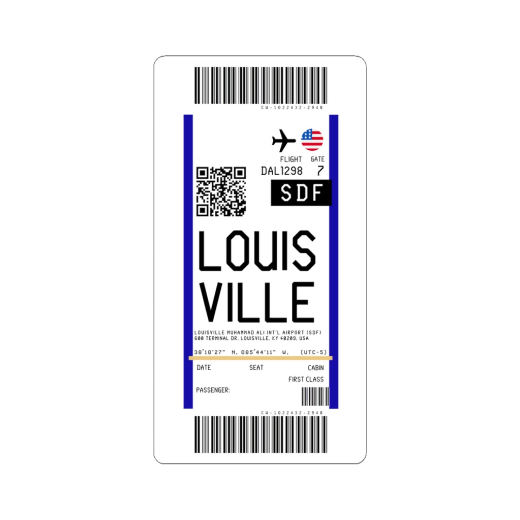 Louisville Muhammad Ali International Airport (SDF) Boarding Pass Sticker — Travel Luggage Decal