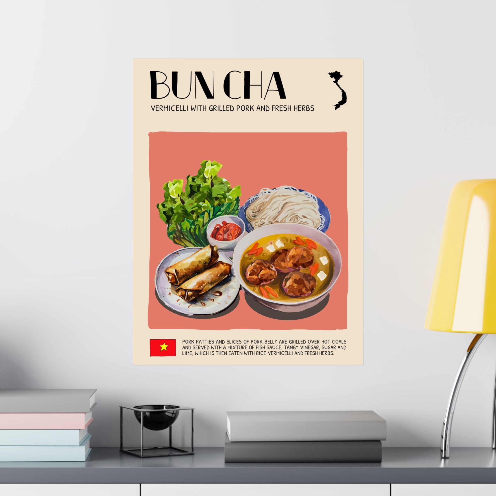 Bun Cha Matte Poster — Vietnamese Food Kitchen Art