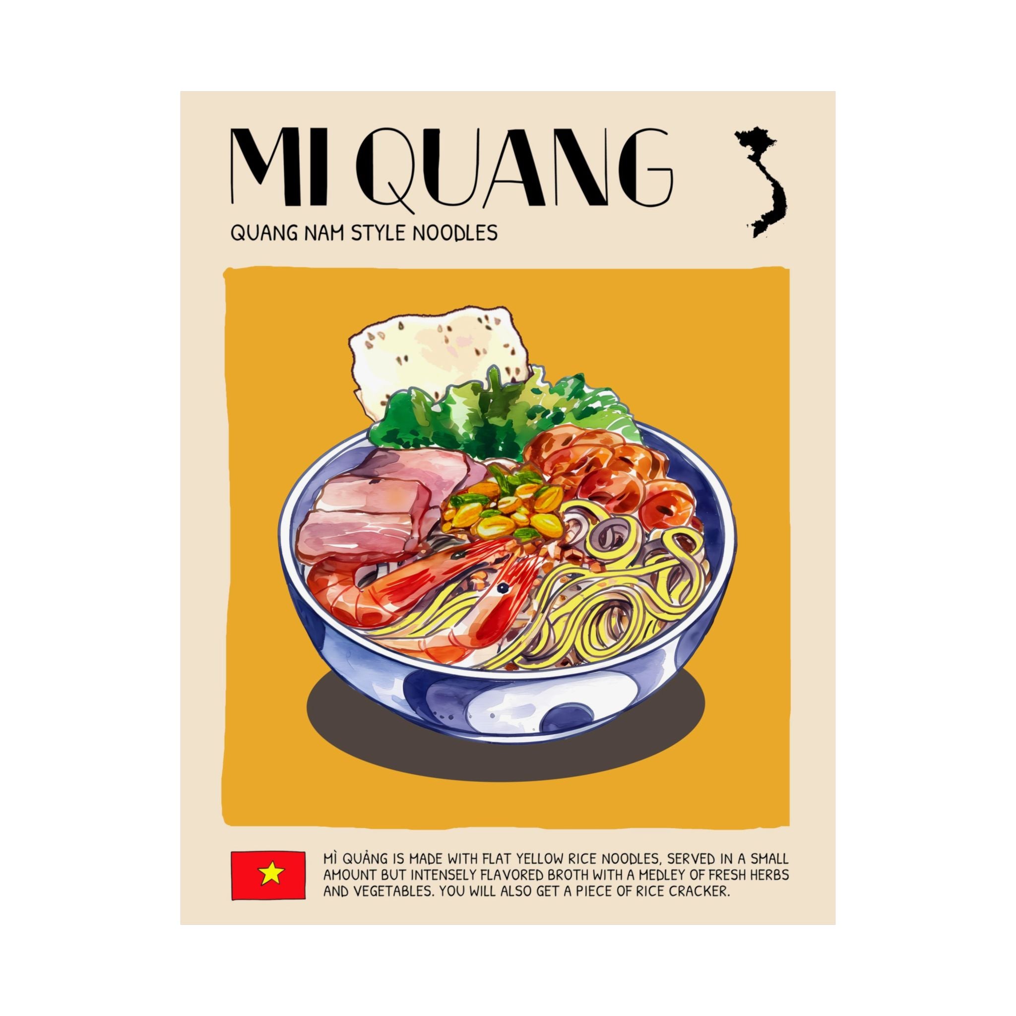 Mi Quang Matte Poster — Vietnamese Food Kitchen Art