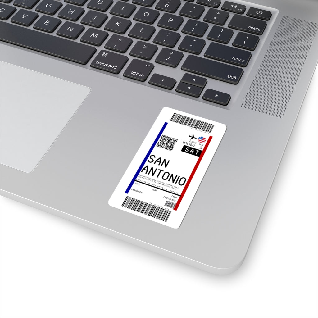 San Antonio International Airport (SAT) Boarding Pass Sticker — Travel Luggage Decal