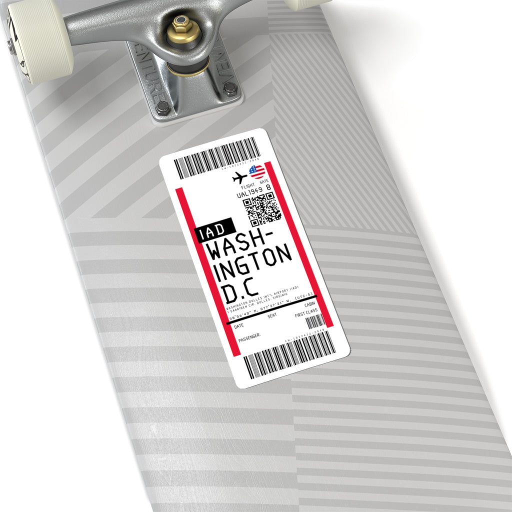 Washington Dulles International Airport (IAD) Boarding Pass Sticker — Travel Luggage Decal