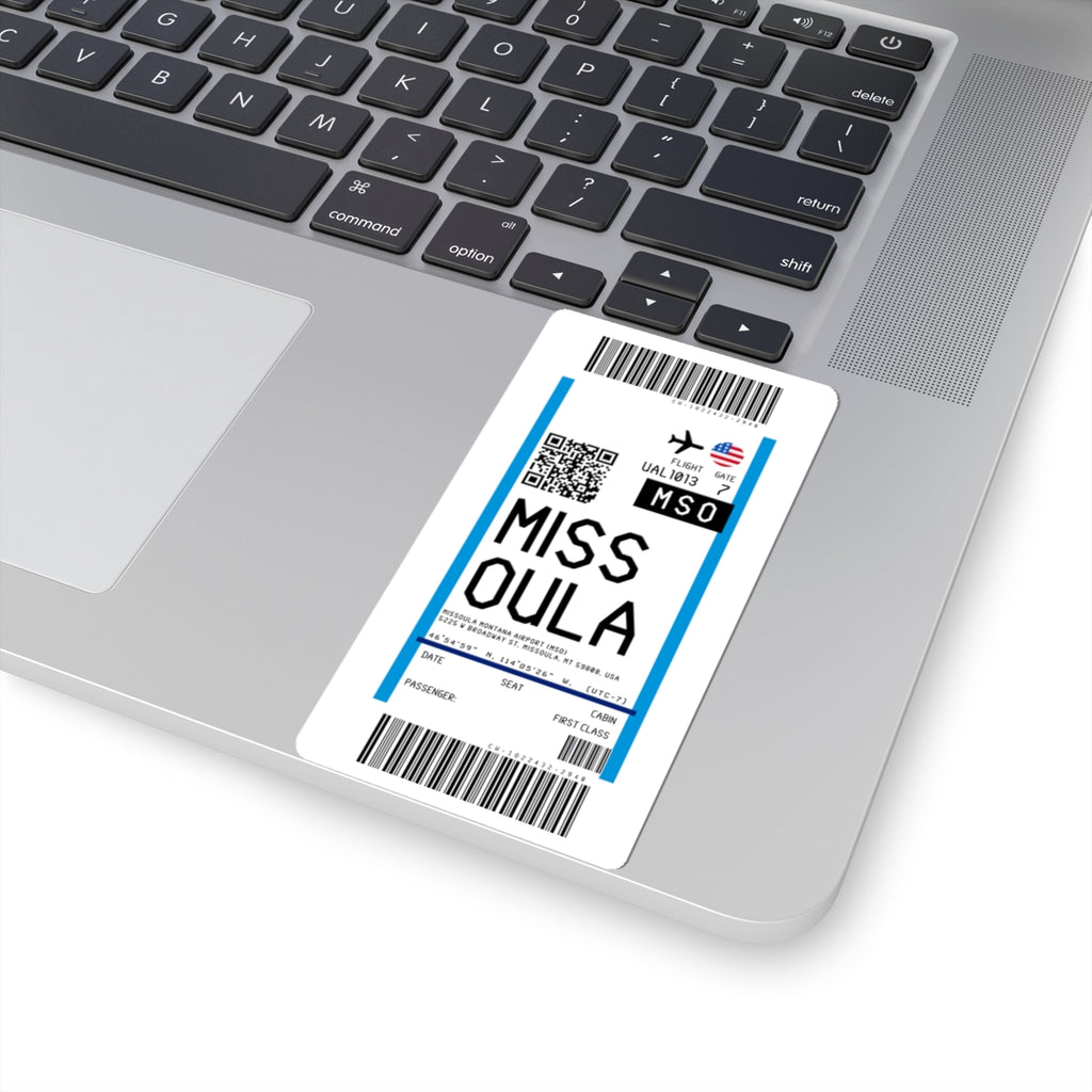 Missoula Montana Airport (MSO) Boarding Pass Sticker — Travel Luggage Decal