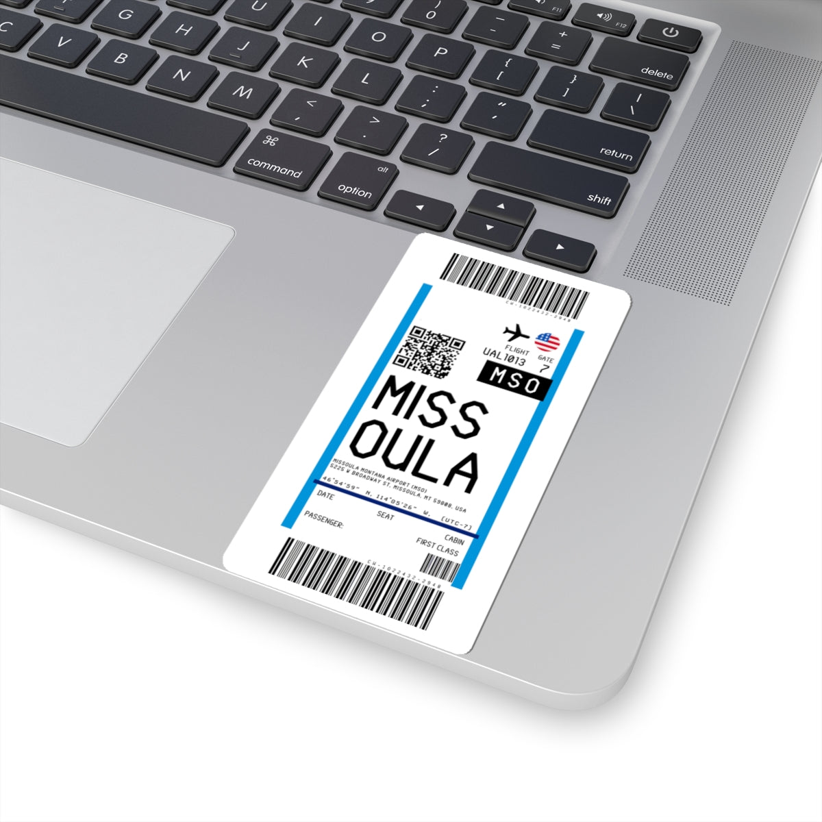 Missoula Montana Airport (MSO) Boarding Pass Sticker — Travel Luggage Decal