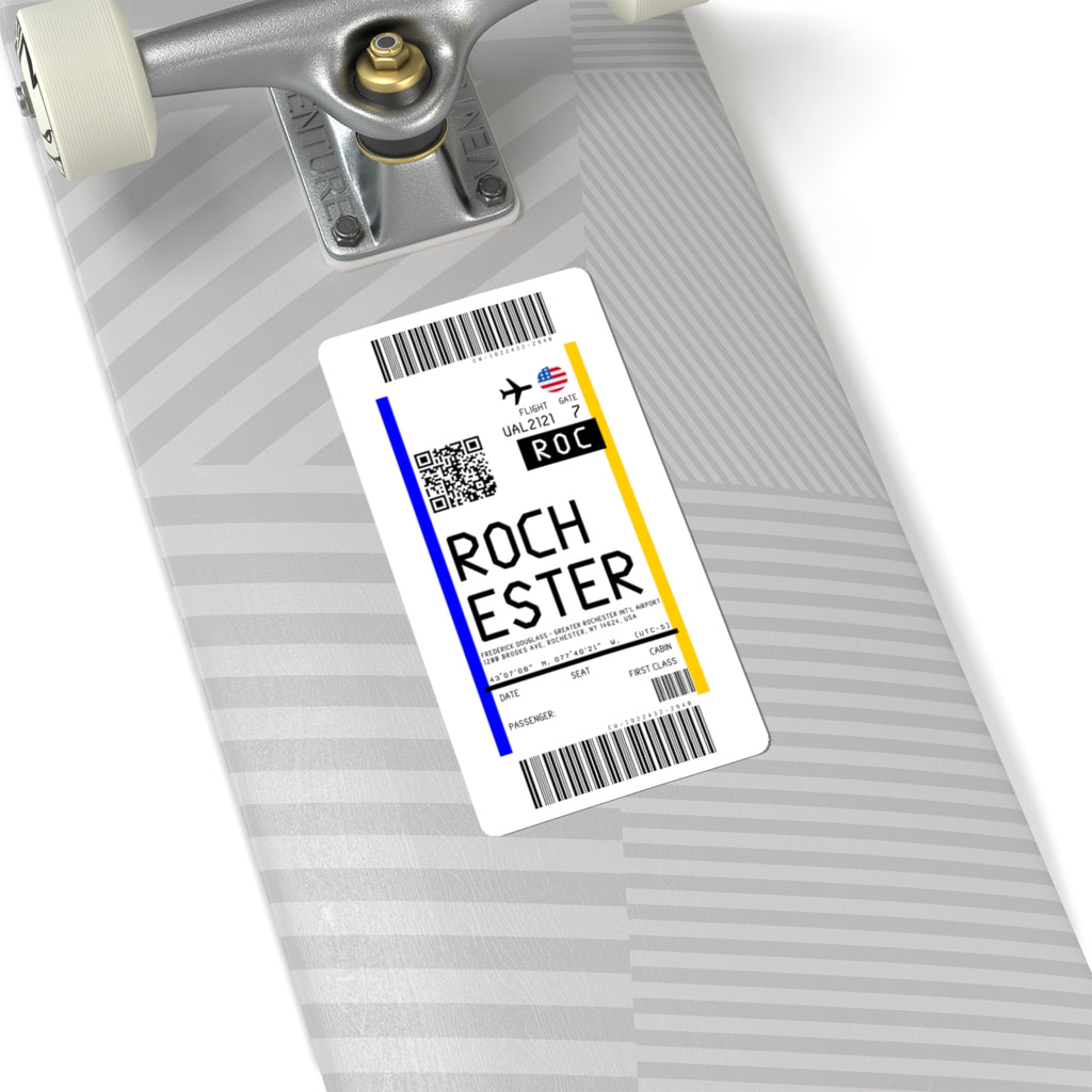 Frederick Douglass Greater Rochester International Airport (ROC) Boarding Pass Sticker — Travel Luggage Decal