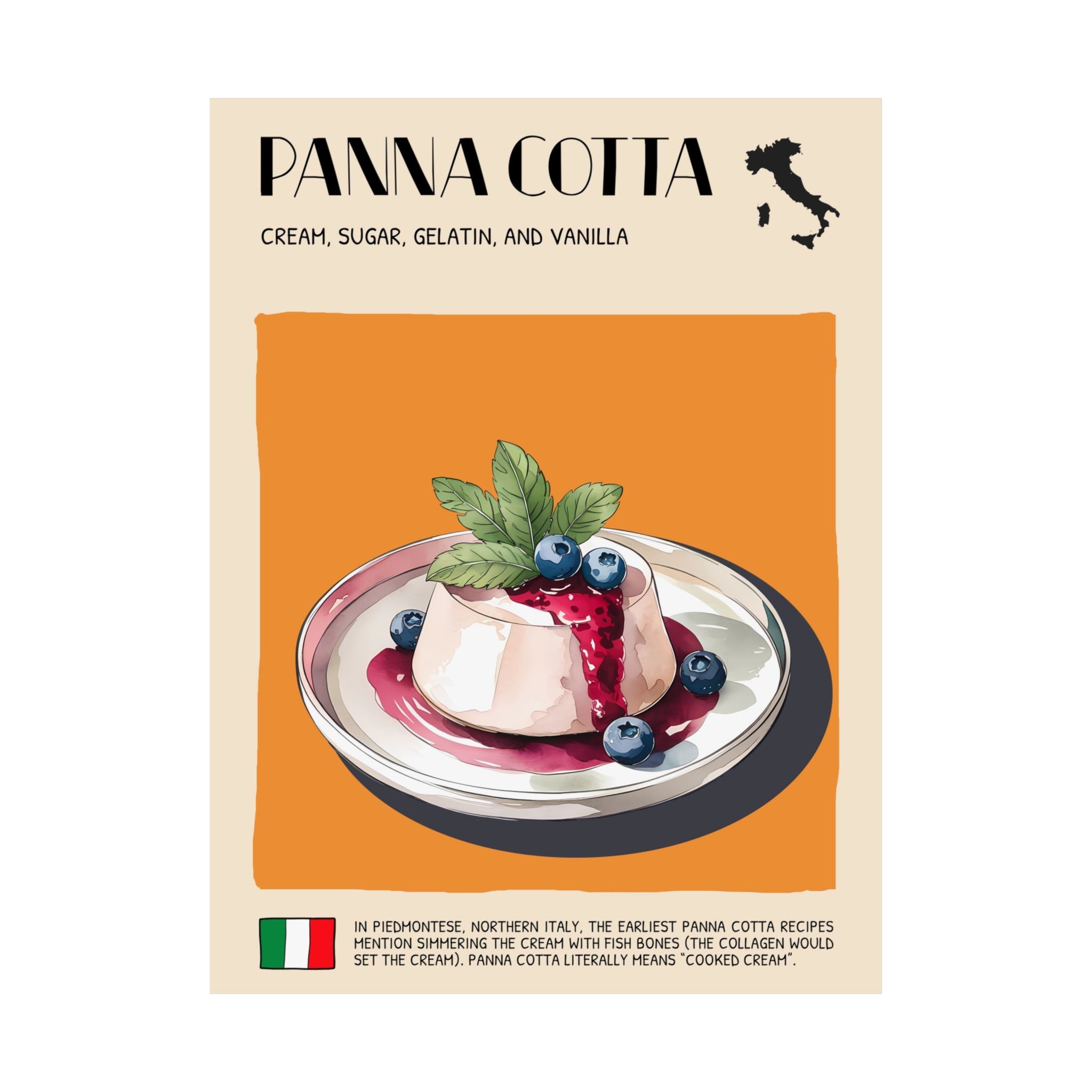 Panna Cotta Poster —  Kitchen Art Vertical Matte Print