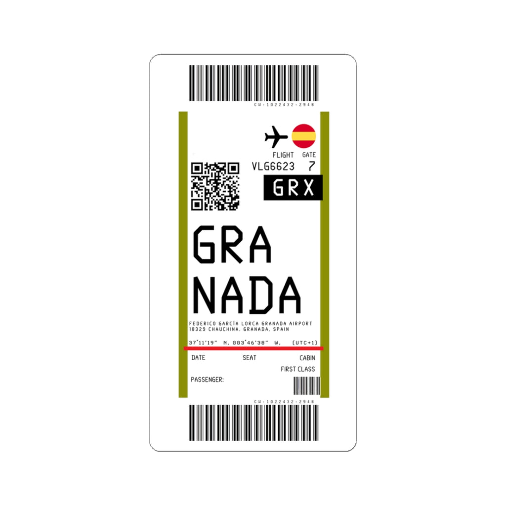 Federico García Lorca Granada Airport (GRX) Boarding Pass Sticker — Travel Luggage Decal