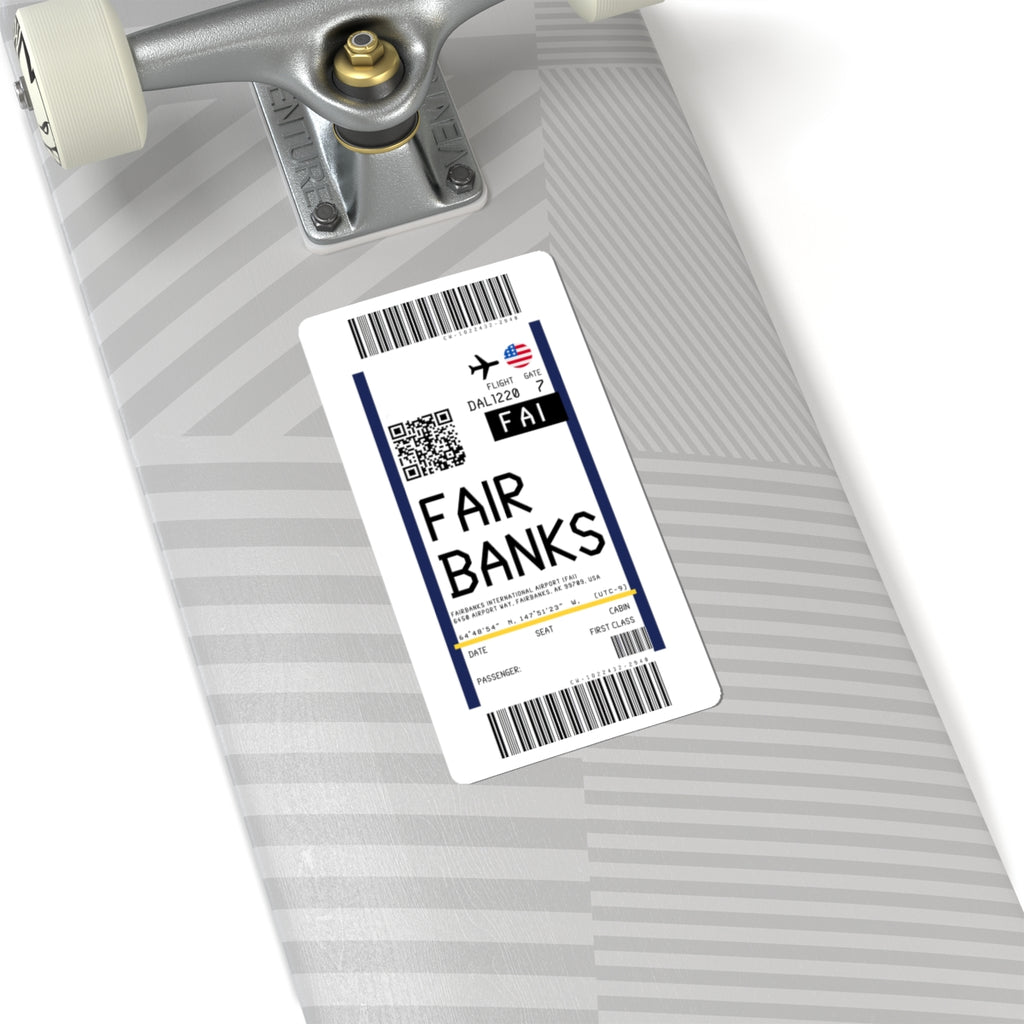 Fairbanks International Airport (FAI) Boarding Pass Sticker — Travel Luggage Decal