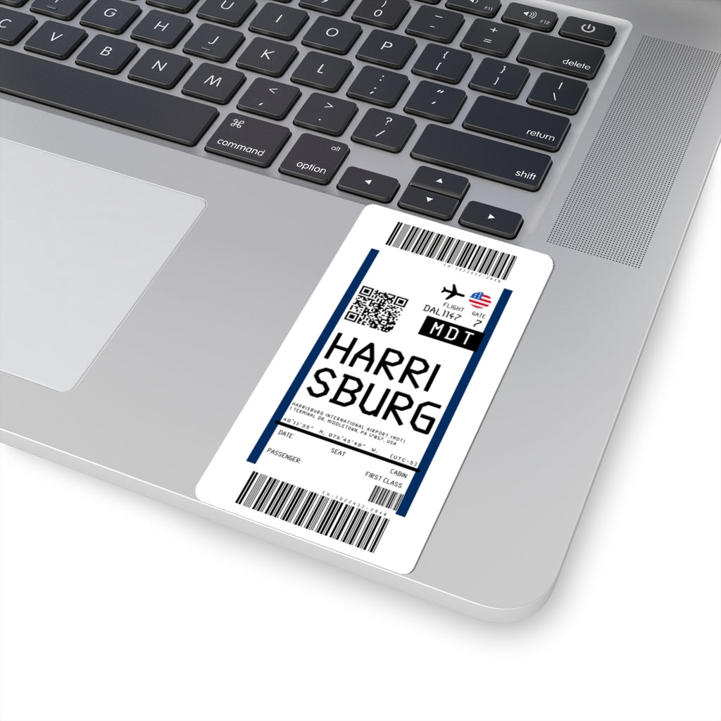 Harrisburg International Airport (MDT) Boarding Pass Sticker — Travel Luggage Decal