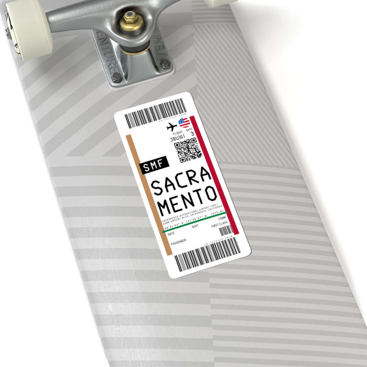 Sacramento International Airport (SMF) Boarding Pass Sticker — Travel Luggage Decal