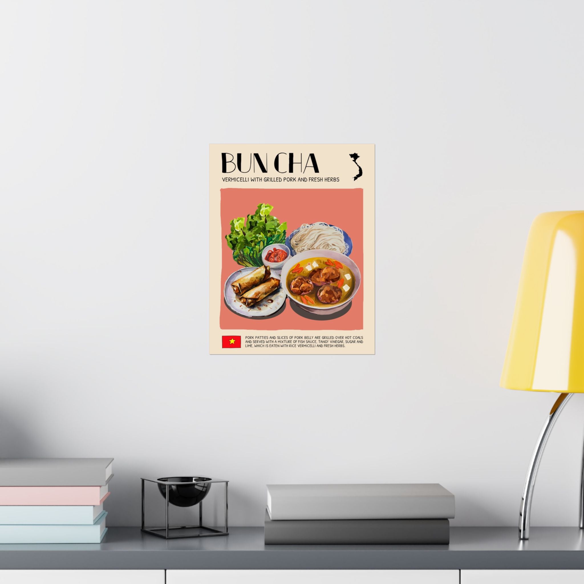 Bun Cha Matte Poster — Vietnamese Food Kitchen Art