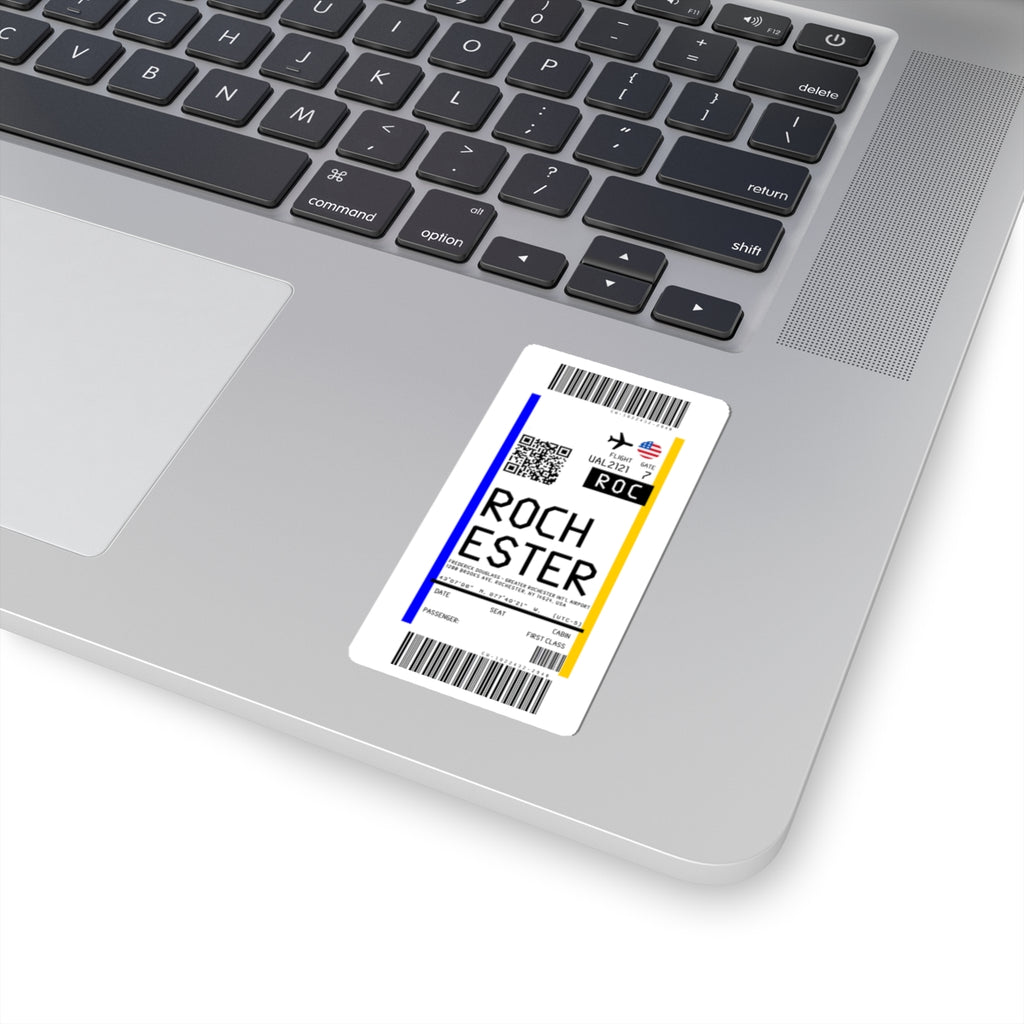 Frederick Douglass Greater Rochester International Airport (ROC) Boarding Pass Sticker — Travel Luggage Decal