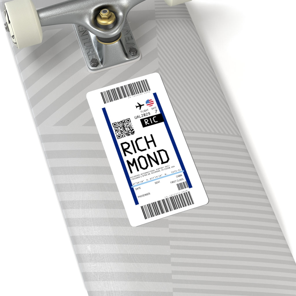 Richmond International Airport (RIC) Boarding Pass Sticker — Travel Luggage Decal