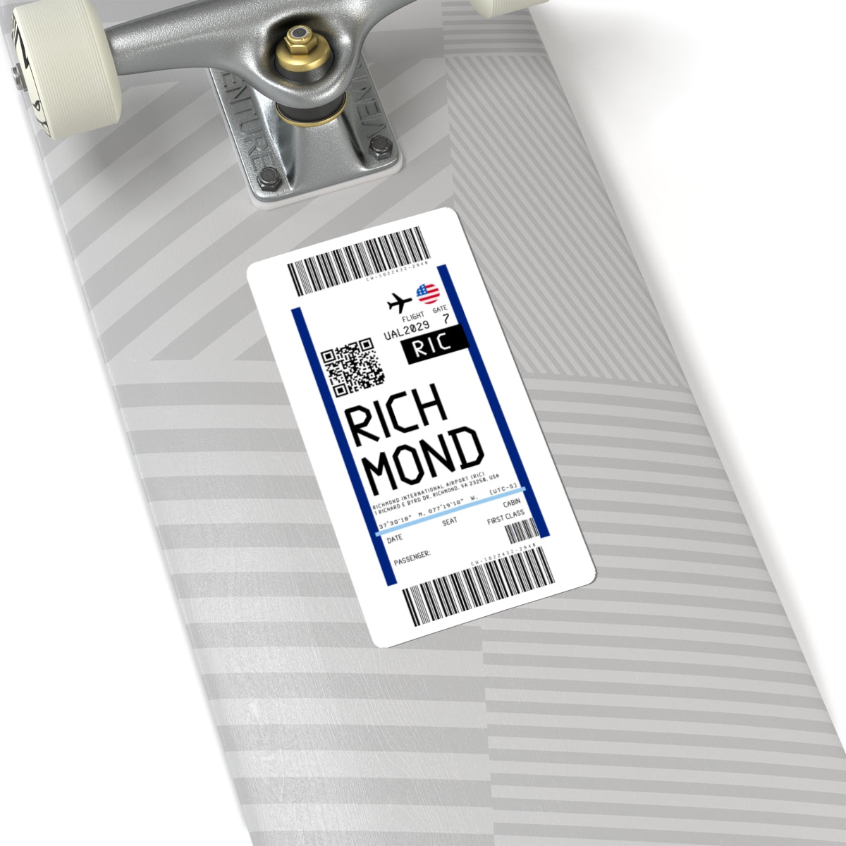 Richmond International Airport (RIC) Boarding Pass Sticker — Travel Luggage Decal