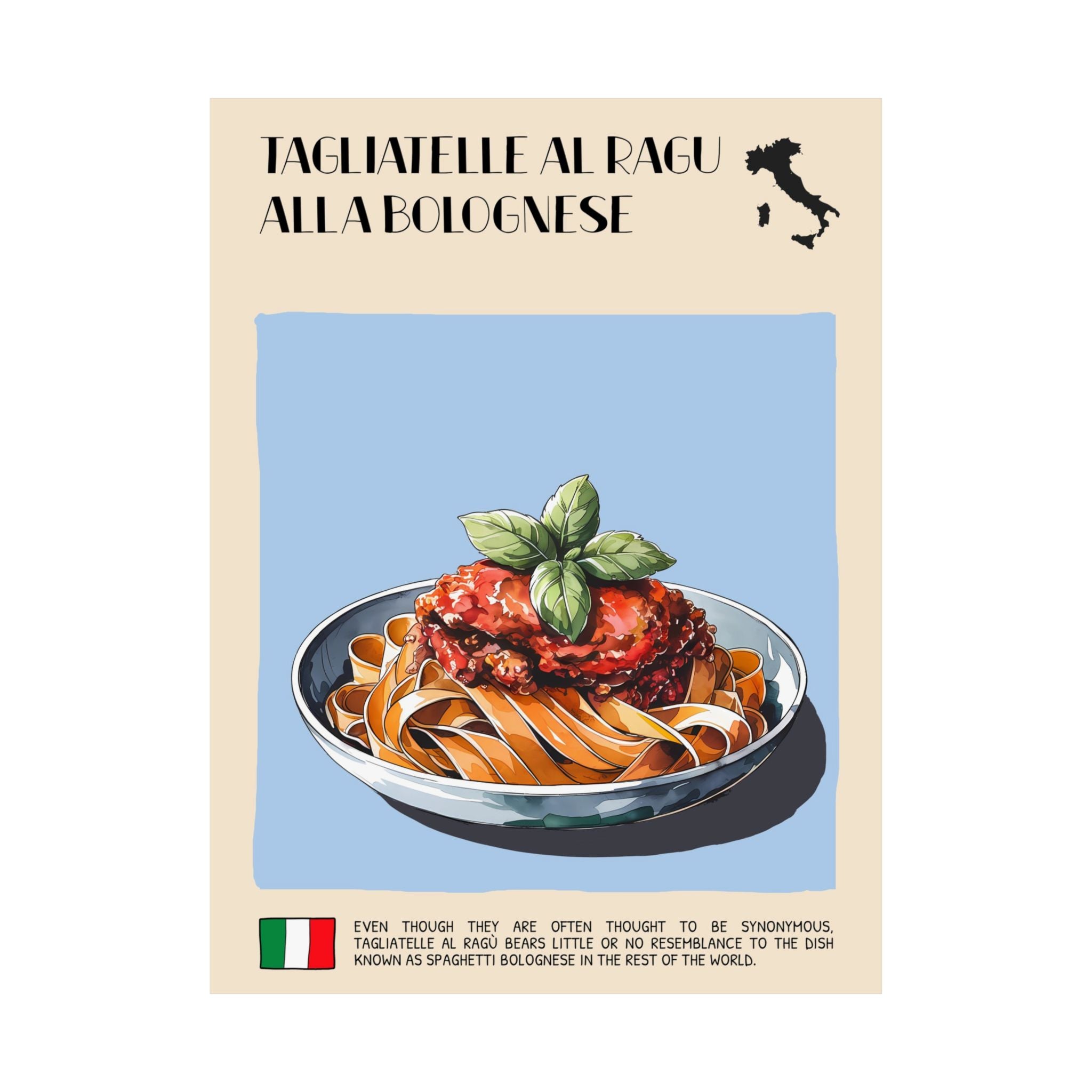 Tagliatelle al Ragu alla Bolognese Poster —  Kitchen Art Vertical Matte Print