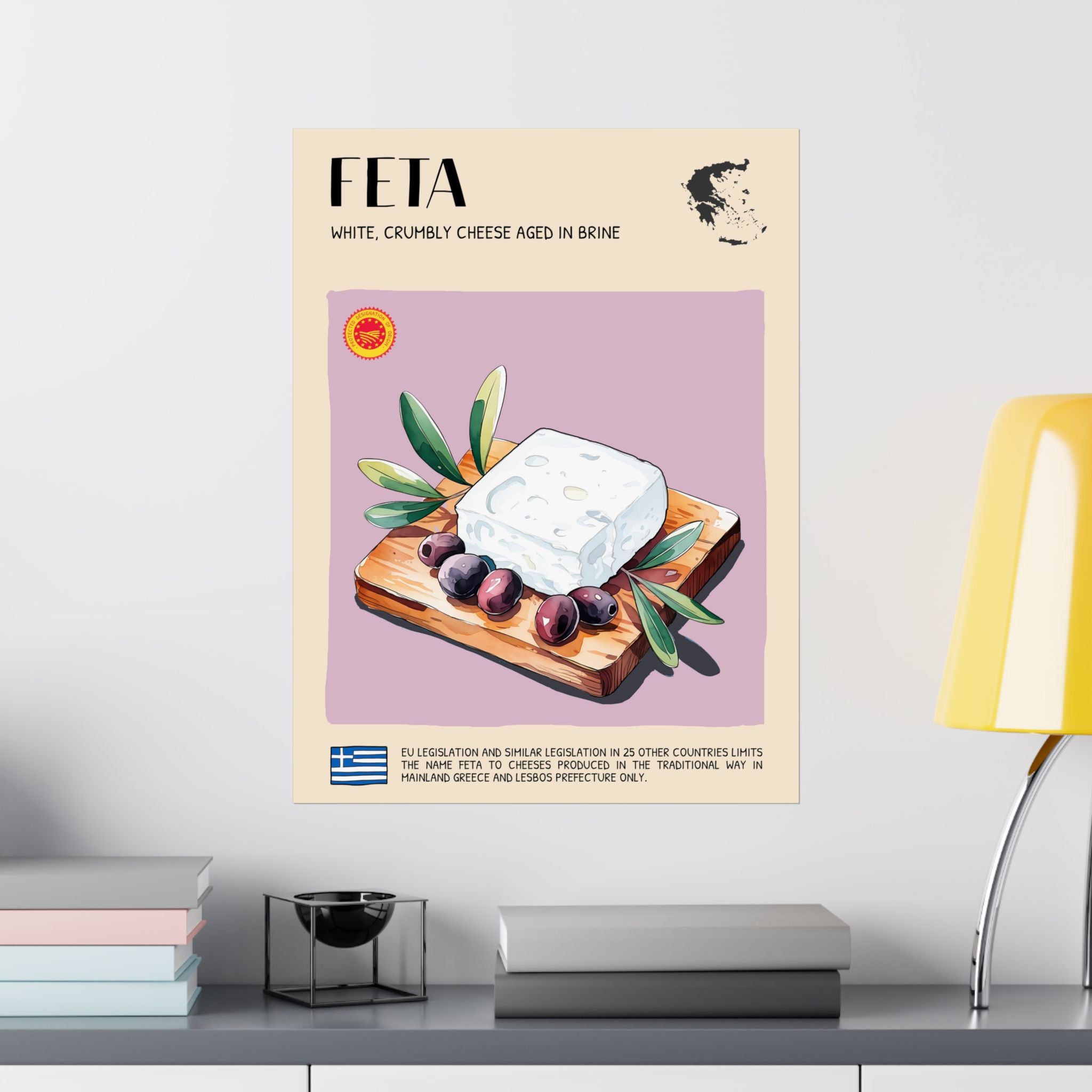 Feta Cheese Poster — Kitchen Art Vertical Matte Print