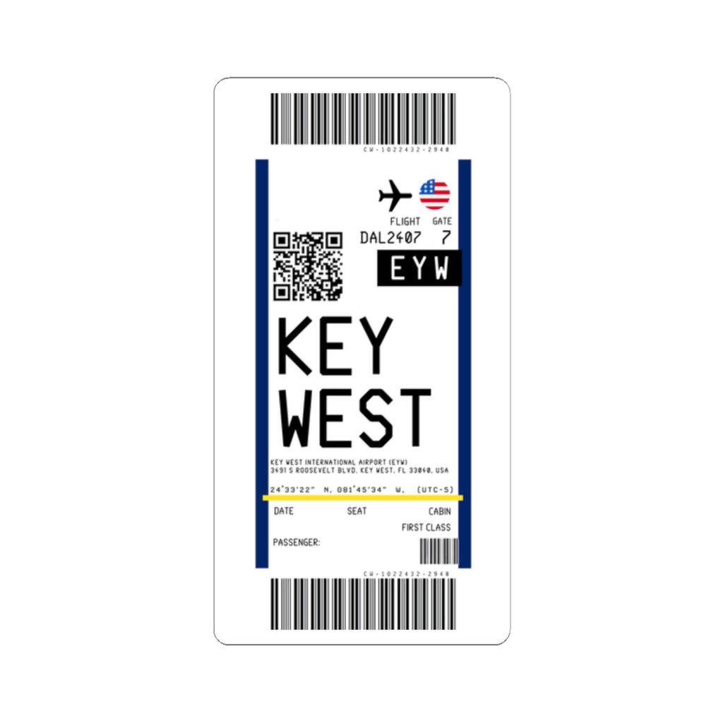 Key West International Airport (EYW) Boarding Pass Sticker — Travel Luggage Decal