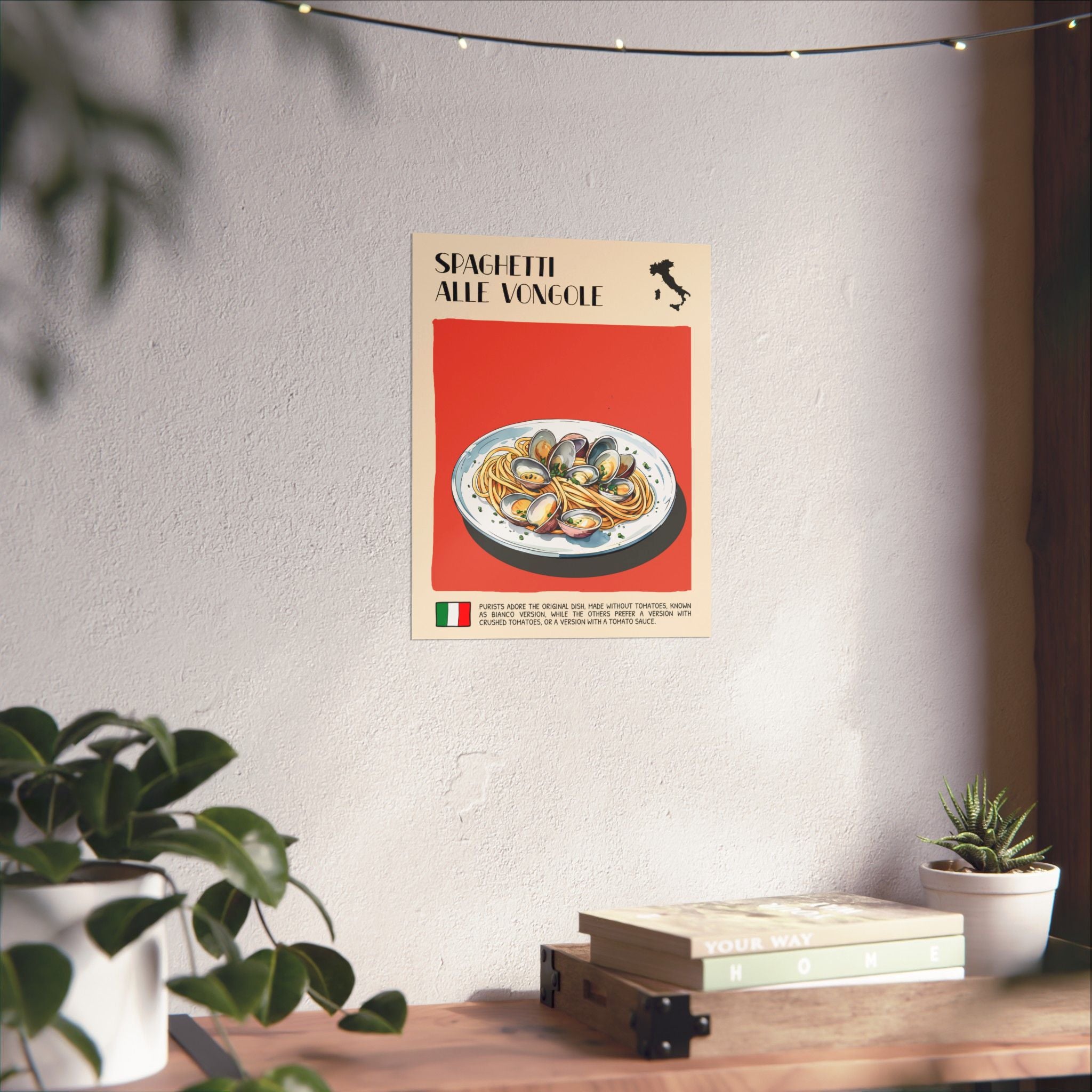 Spaghetti Alle Vongole Poster —  Kitchen Art Vertical Matte Print
