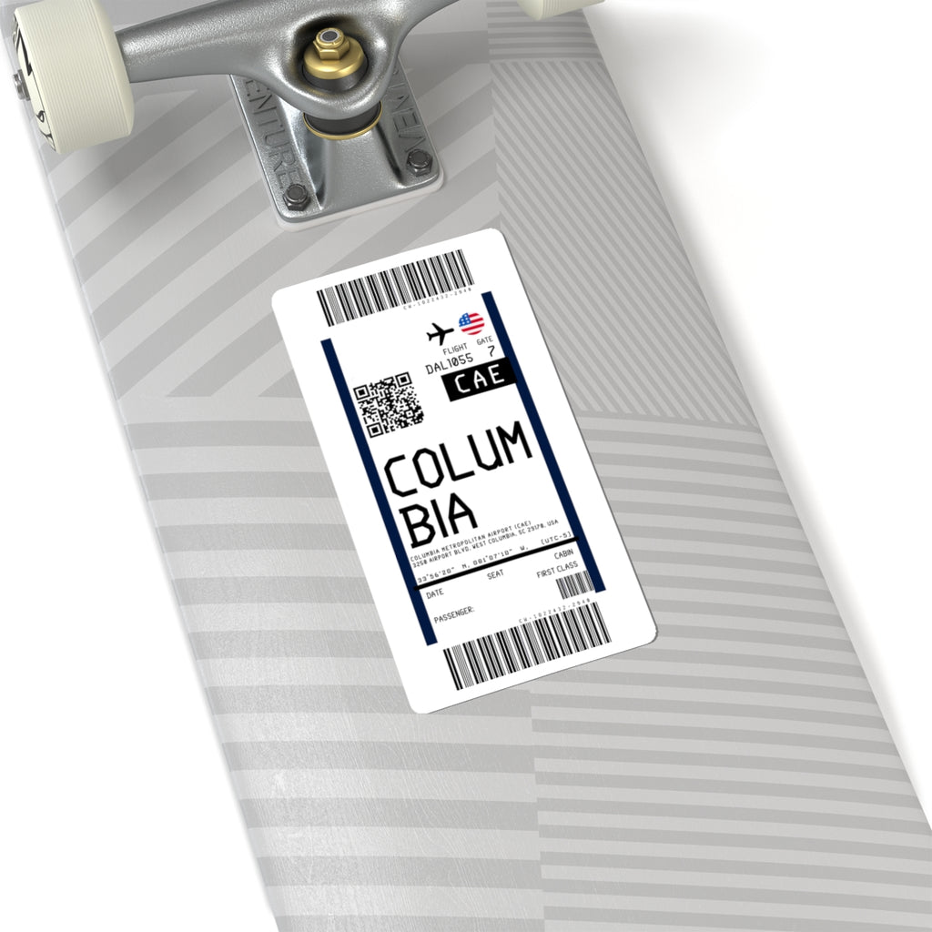 Columbia Metropolitan Airport (CAE) Boarding Pass Sticker — Travel Luggage Decal