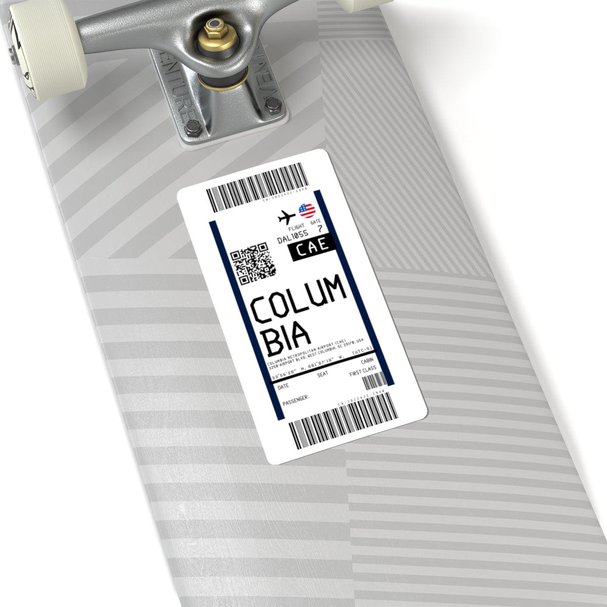 Columbia Metropolitan Airport (CAE) Boarding Pass Sticker — Travel Luggage Decal