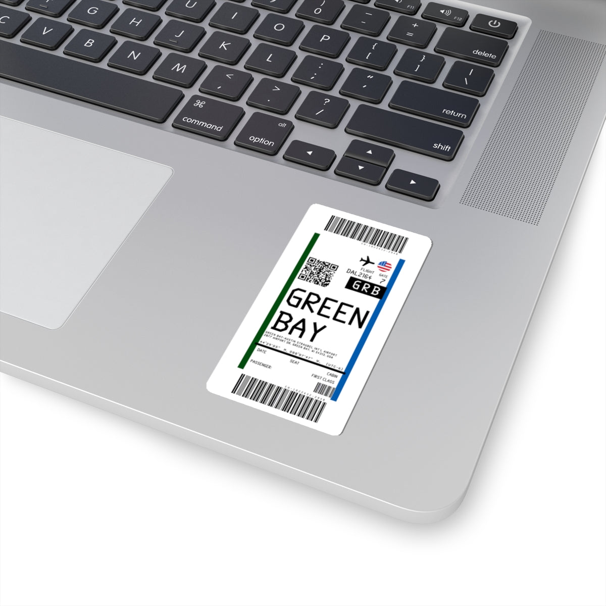 Green Bay Austin Straubel International Airport (GRB) Boarding Pass Sticker — Travel Luggage Decal
