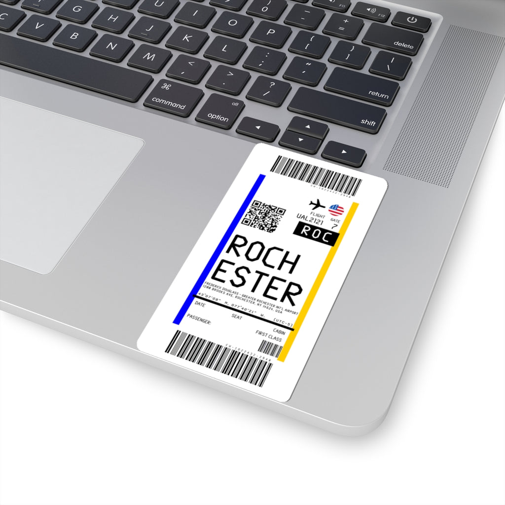 Frederick Douglass Greater Rochester International Airport (ROC) Boarding Pass Sticker — Travel Luggage Decal