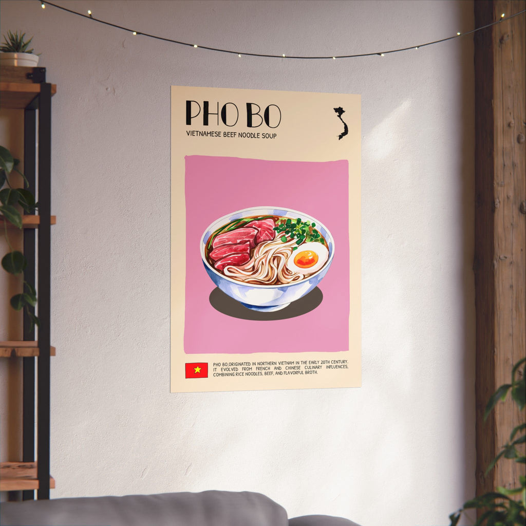 Pho Bo Poster — Matte Vietnamese Street Food Kitchen Art