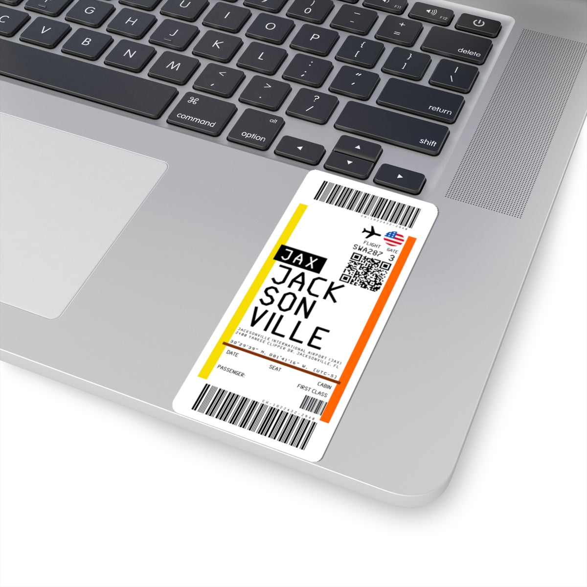 Jacksonville International Airport (JAX) Boarding Pass Sticker — Travel Luggage Decal