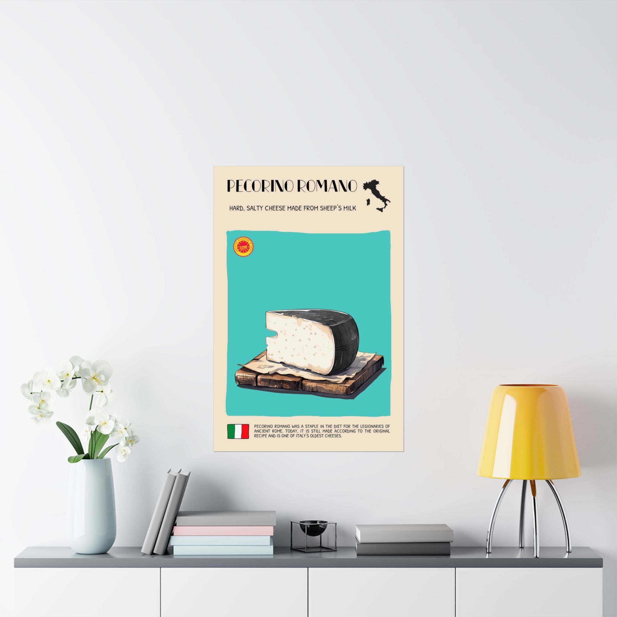 Pecorino Romano Cheese Poster — Kitchen Art Vertical Matte Print