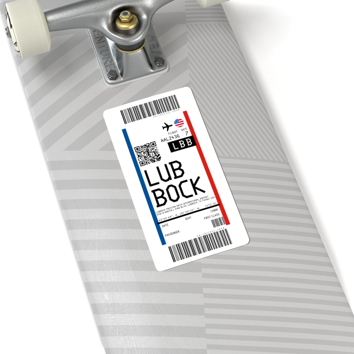 Lubbock Preston Smith International Airport (LBB) Boarding Pass Sticker — Travel Luggage Decal