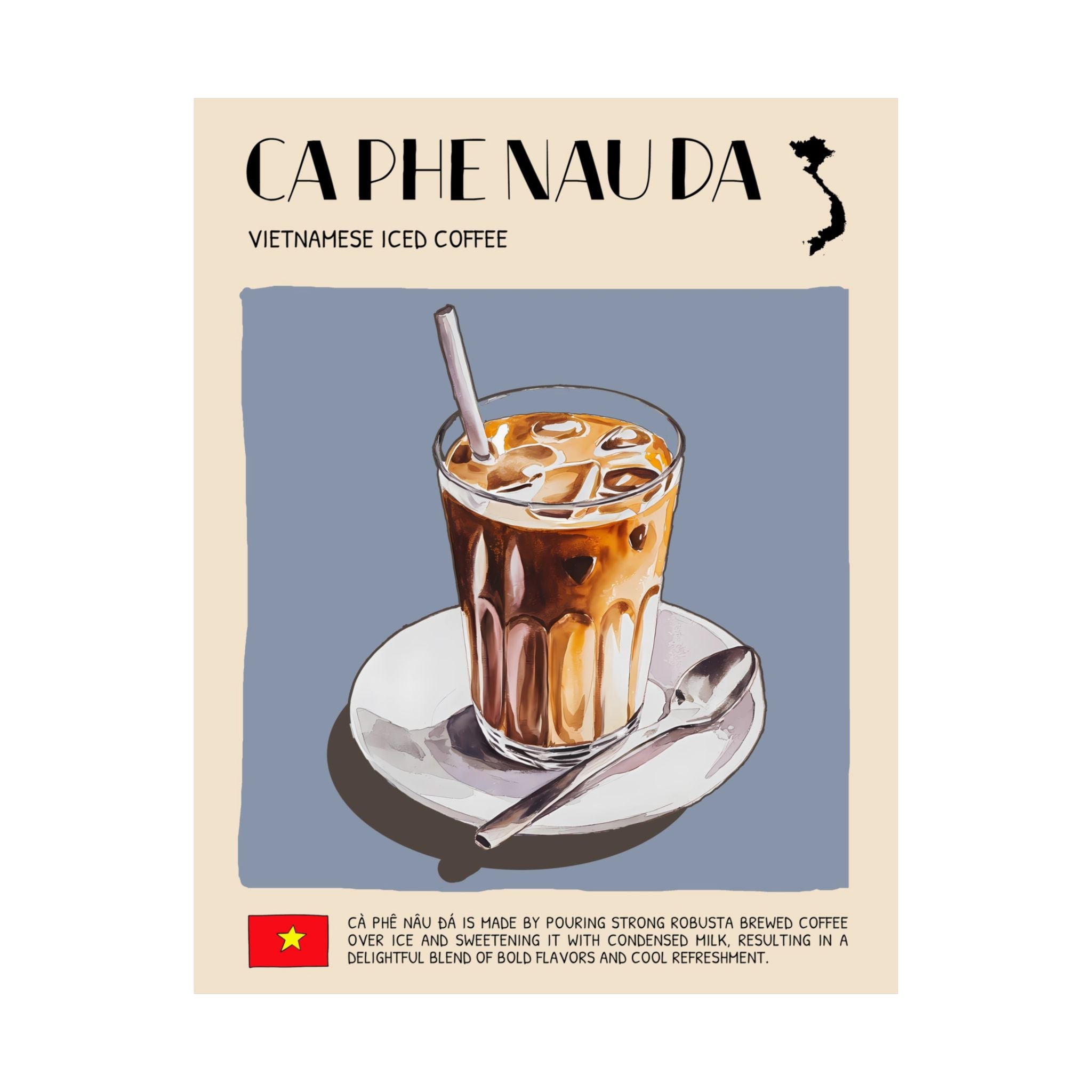 Ca Phe Nau Da Matte Poster — Vietnamese Food Kitchen Art