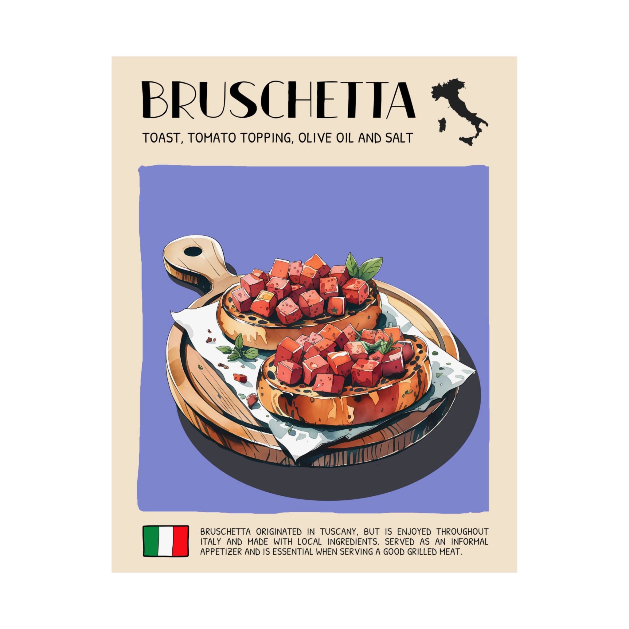 Bruschetta Poster —  Kitchen Art Vertical Matte Print