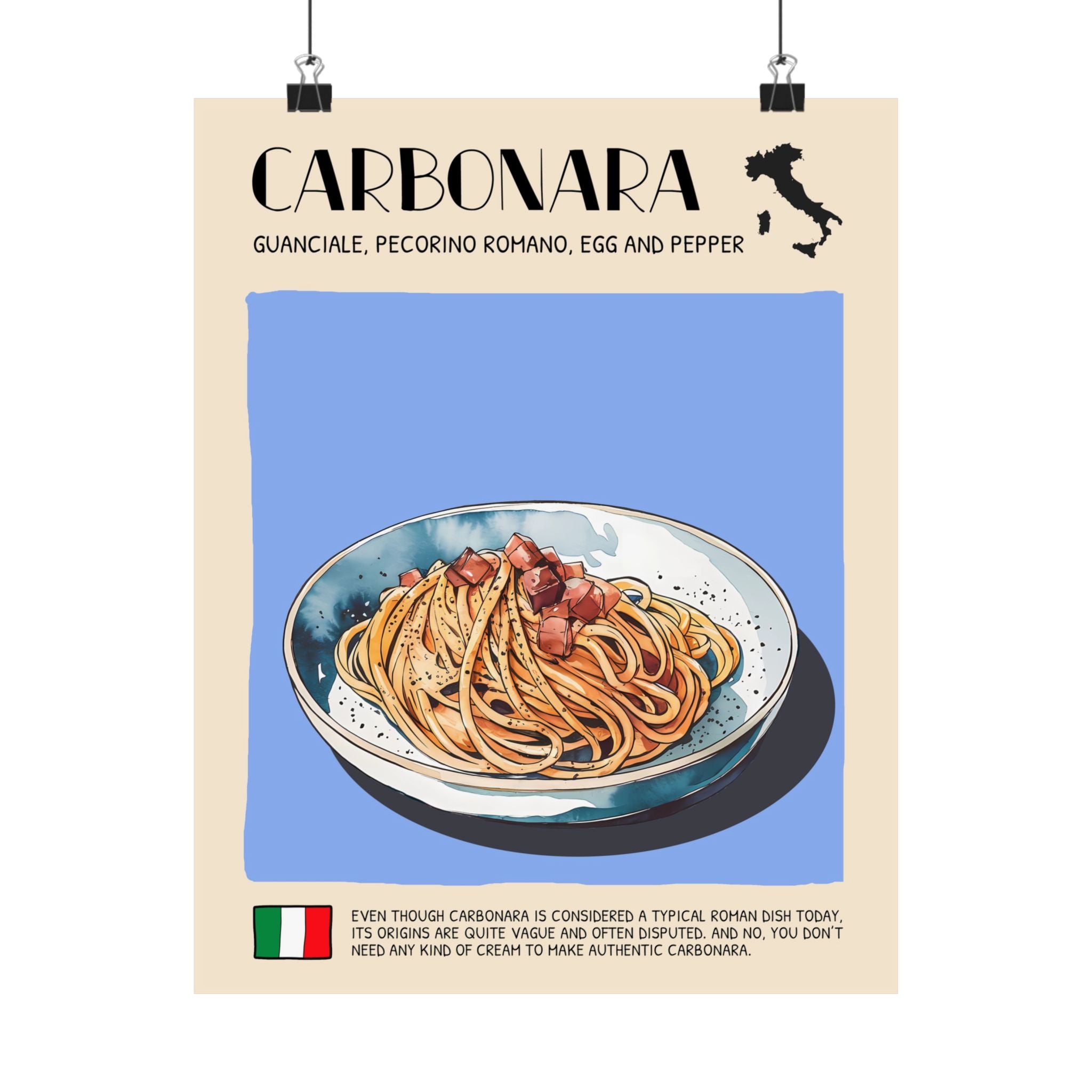 Carbonara Poster —  Kitchen Art Vertical Matte Print