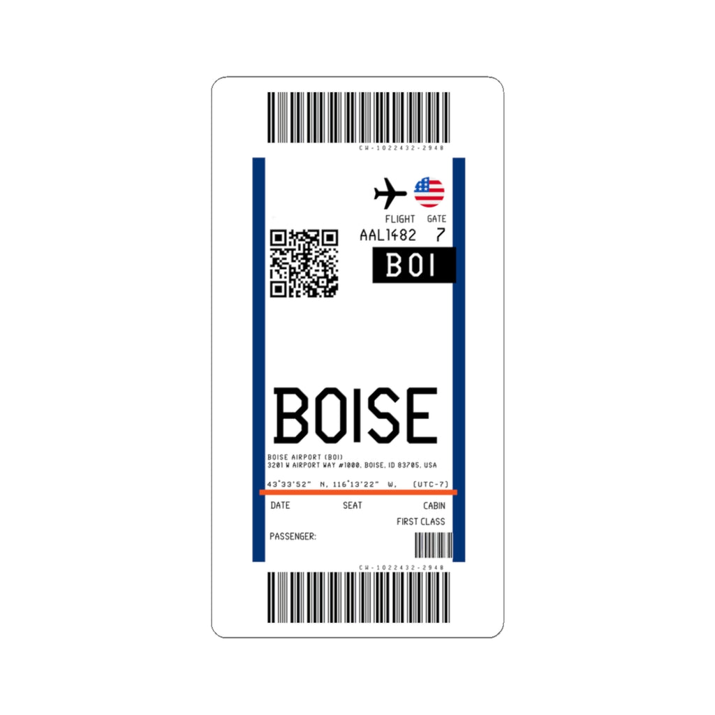 Boise Airport (BOI) Boarding Pass Sticker — Travel Luggage Decal