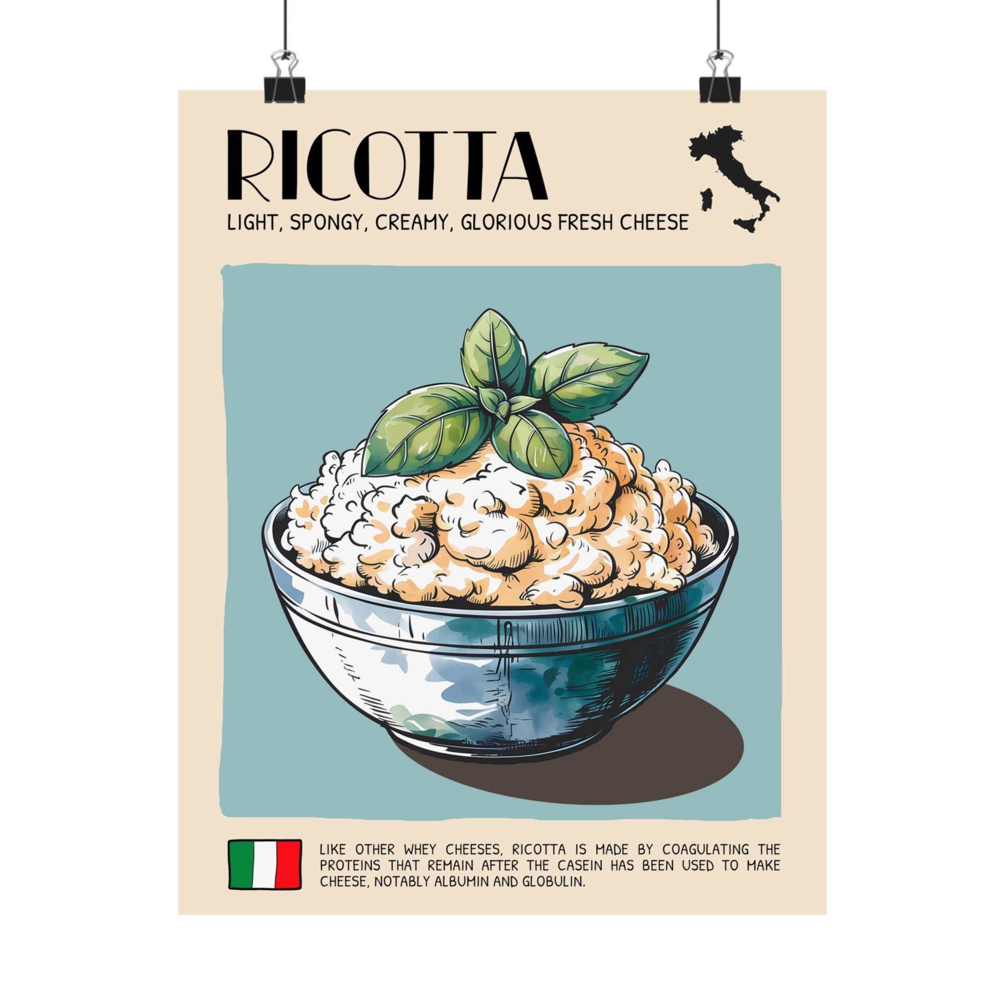 Ricotta Cheese Poster — Kitchen Art Vertical Matte Print