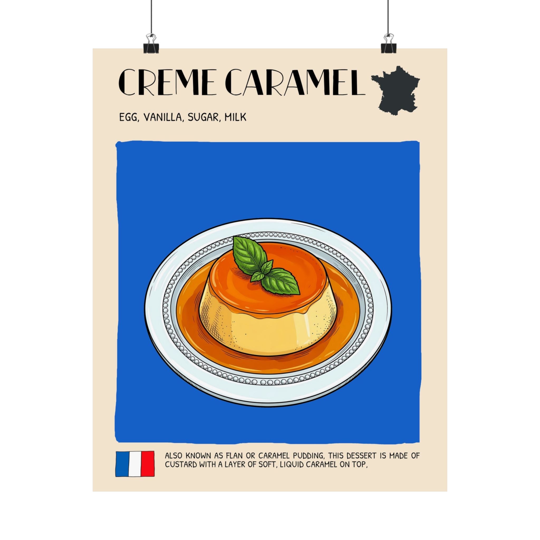 Creme Caramel Poster —  Kitchen Art Vertical Matte Print