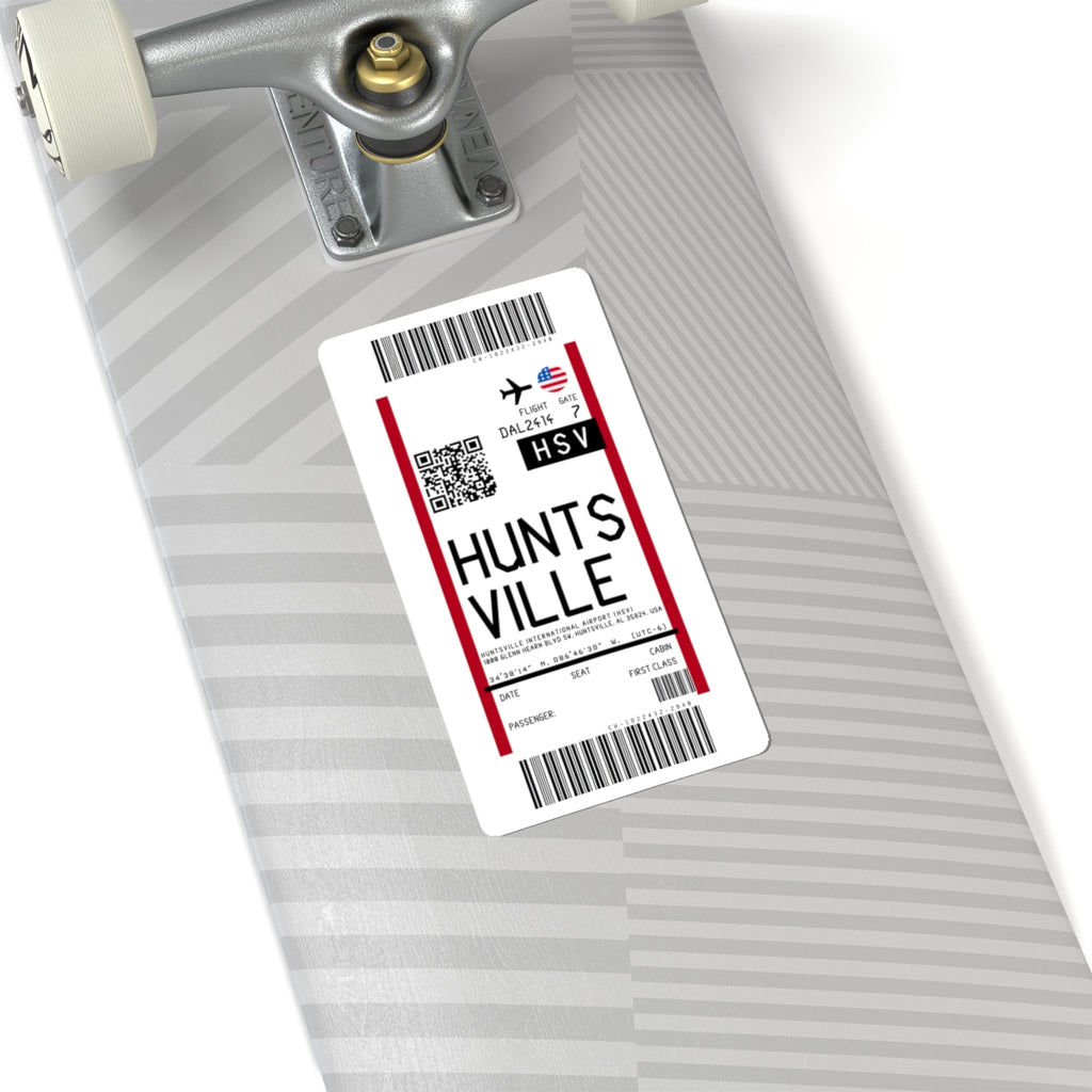 Huntsville International Airport (HSV) Boarding Pass Sticker — Travel Luggage Decal