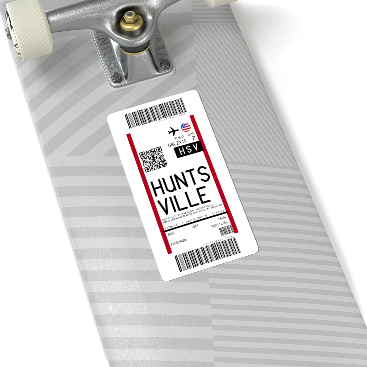 Huntsville International Airport (HSV) Boarding Pass Sticker — Travel Luggage Decal