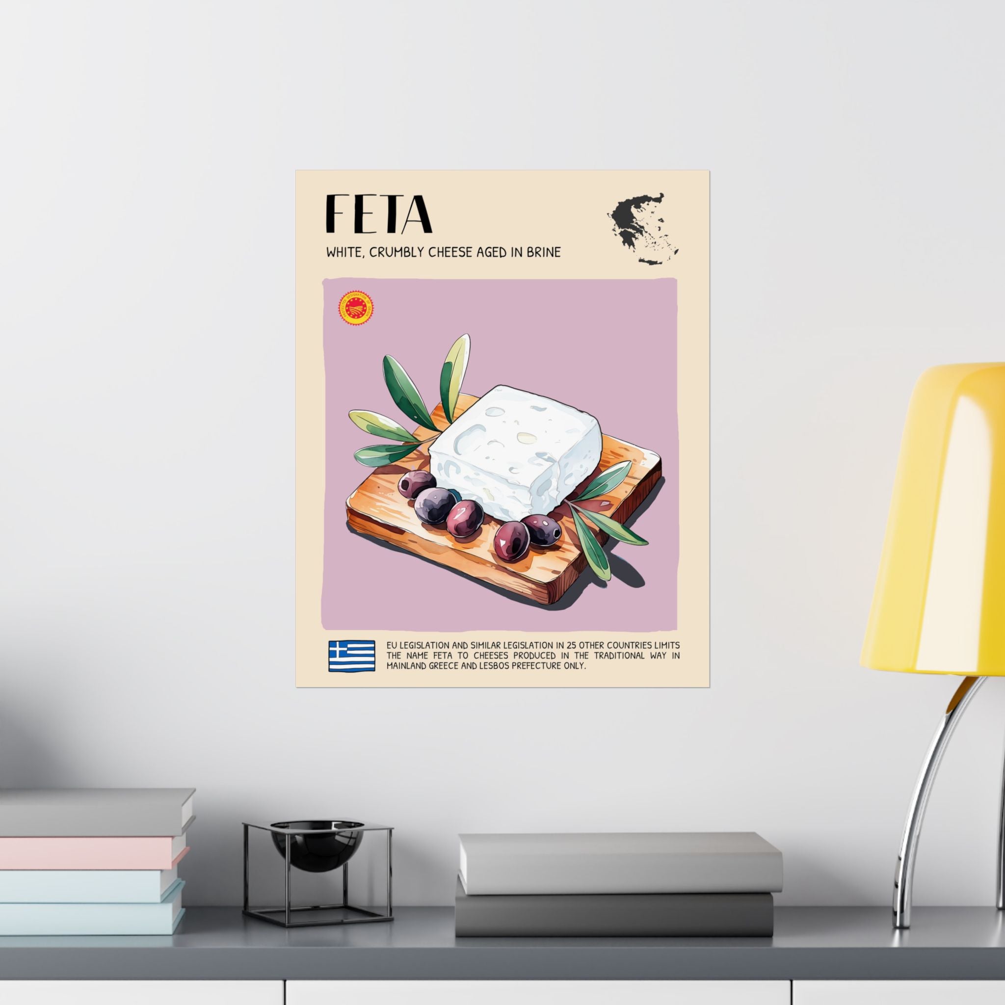 Feta Cheese Poster — Kitchen Art Vertical Matte Print