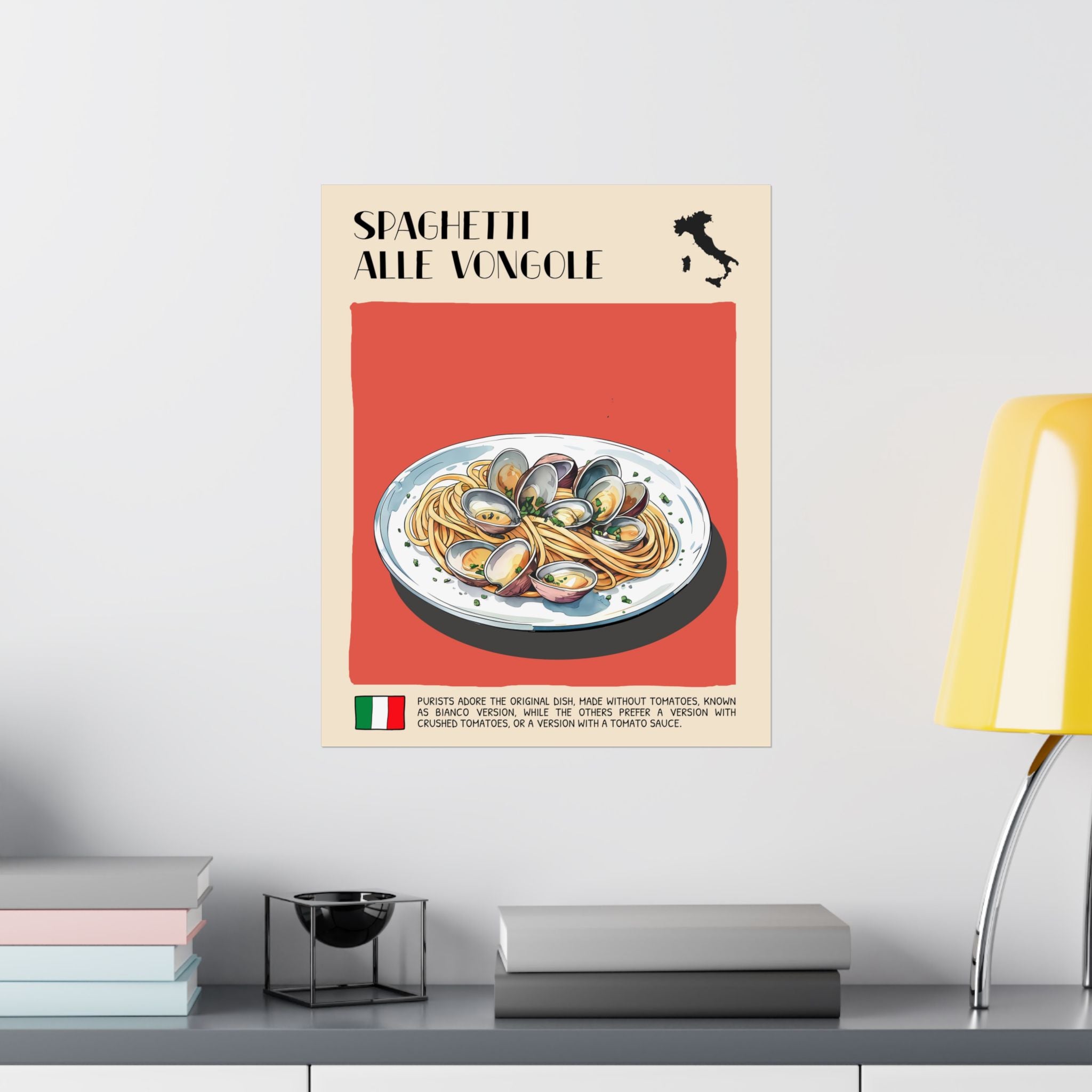 Spaghetti Alle Vongole Poster —  Kitchen Art Vertical Matte Print