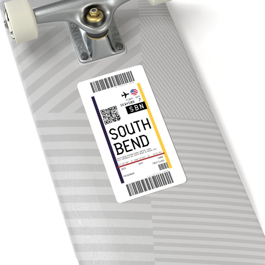 South Bend International Airport (SBN) Boarding Pass Sticker — Travel Luggage Decal