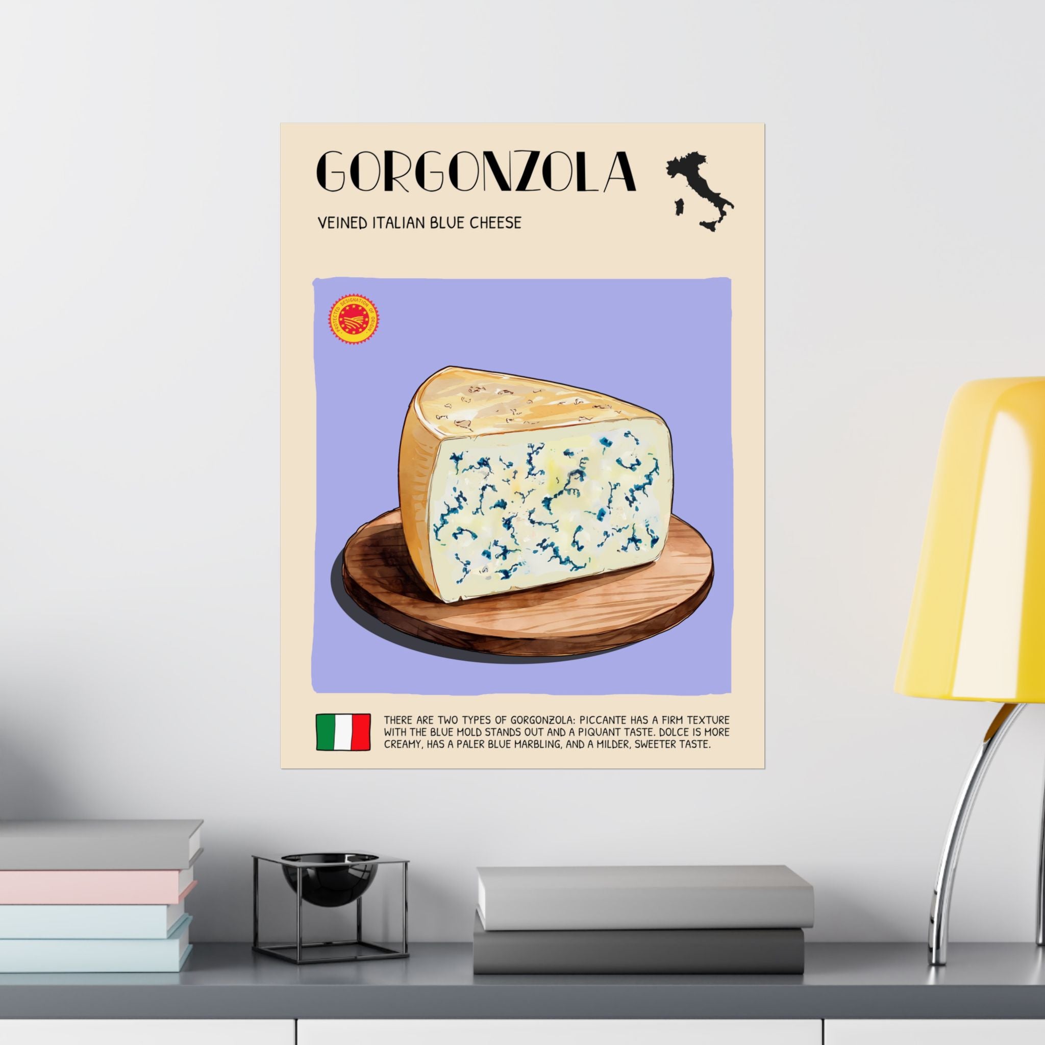 Gorgonzola Cheese Poster — Kitchen Art Vertical Matte Print
