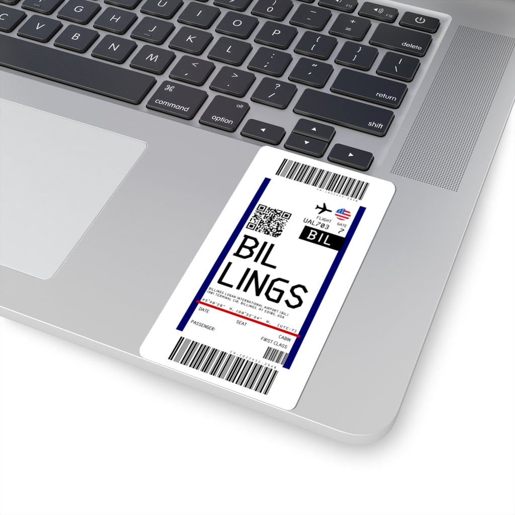 Billings-Logan International Airport  (BIL) Boarding Pass Sticker — Travel Luggage Decal
