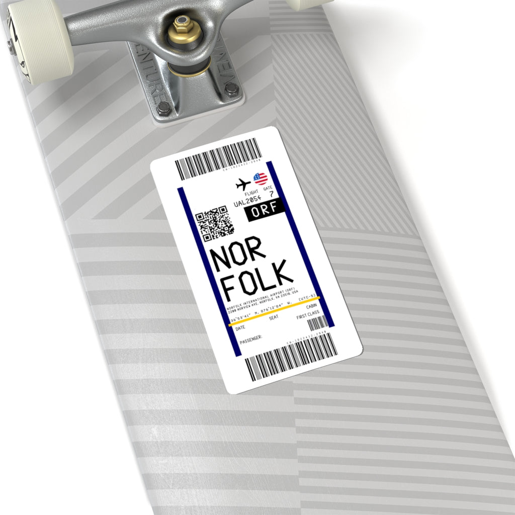 Norfolk International Airport (ORF) Boarding Pass Sticker — Travel Luggage Decal