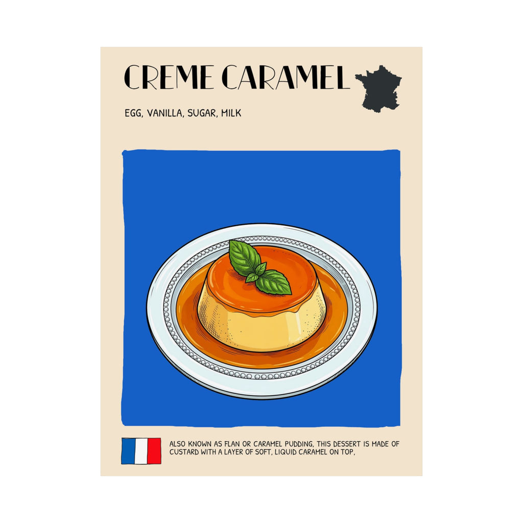 Creme Caramel Poster —  Kitchen Art Vertical Matte Print