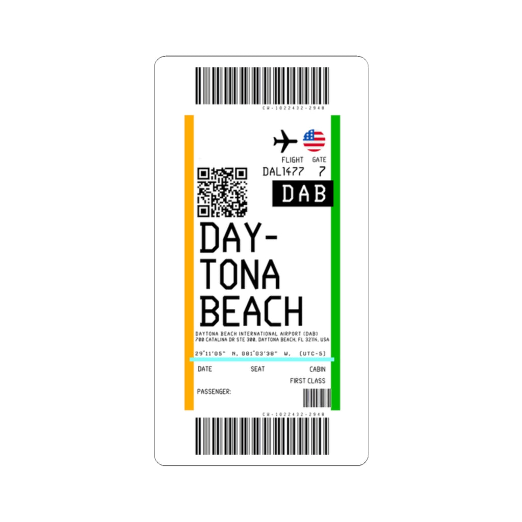 Daytona Beach International Airport (DAB) Boarding Pass Sticker — Travel Luggage Decal