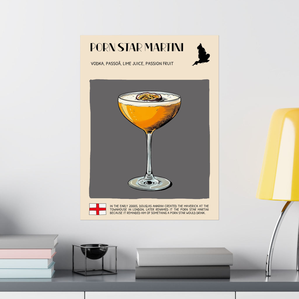 Pornstar Martini Poster — Cocktail Recipe Matte Vertical Art Print